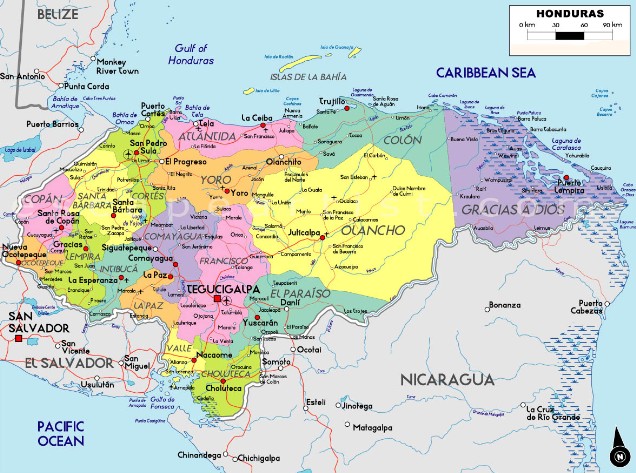 Honduras - Mappa del territorio