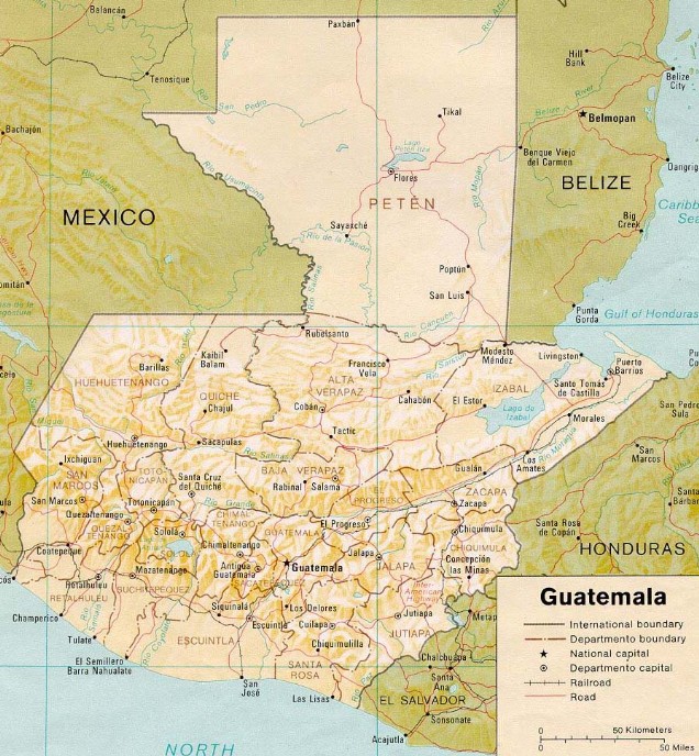 Guatemala - Mappa del territorio