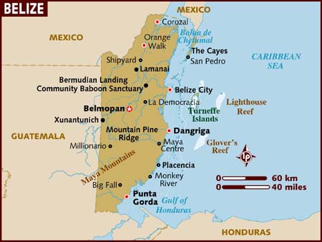 Belize - Mappa del territorio